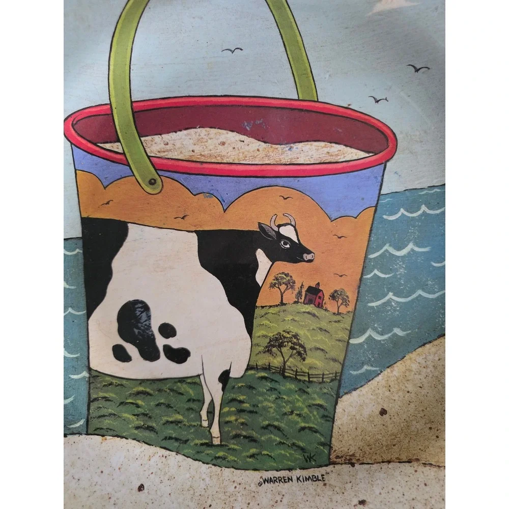 Oneida Warren Kimble Cow in a Bucket Melamine 16 inch Large Serving Platter Tray